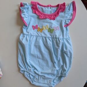 Striped Baby Romper with Heart Design